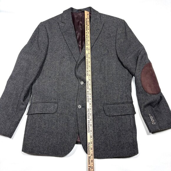 Banana Republic Wool Blend Tweed Herringbone Blazer Sport Coat w/Elbow Patch 44R - Picture 13 of 15